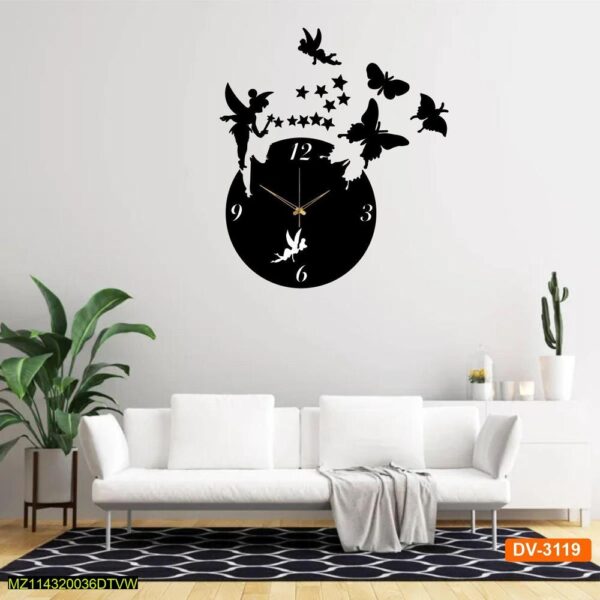 Butterfly Design Analogue Wall Clock With Light