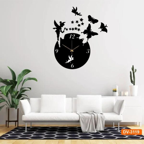 Butterfly Design Analogue Wall Clock With Light - Image 2